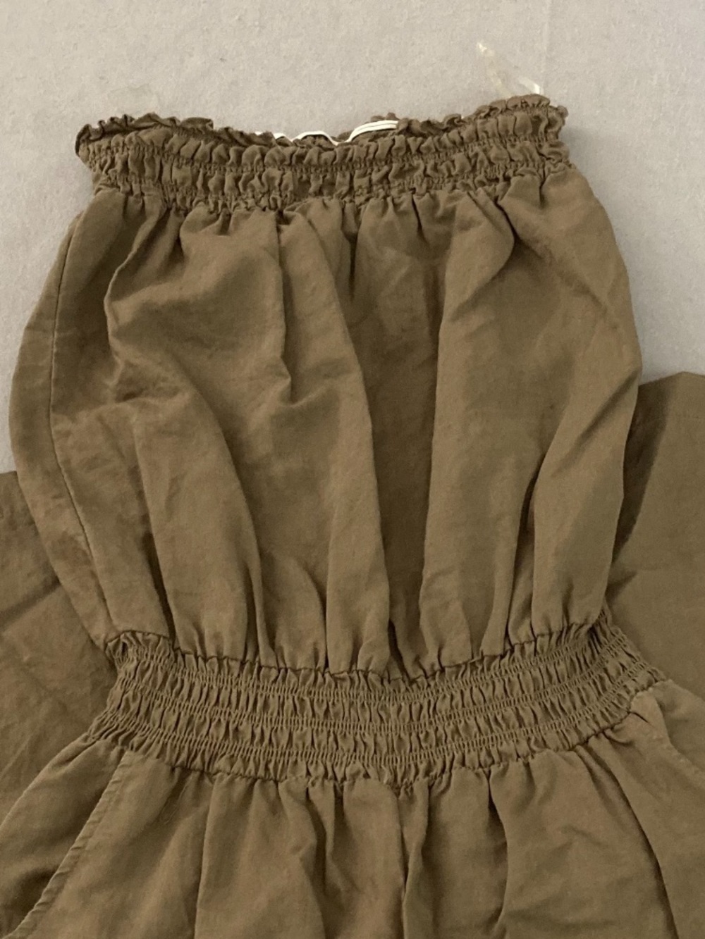 Lipstick Brown Strapless Sleeveless Romper Jumpsuit Women's Large Cotton Linen
